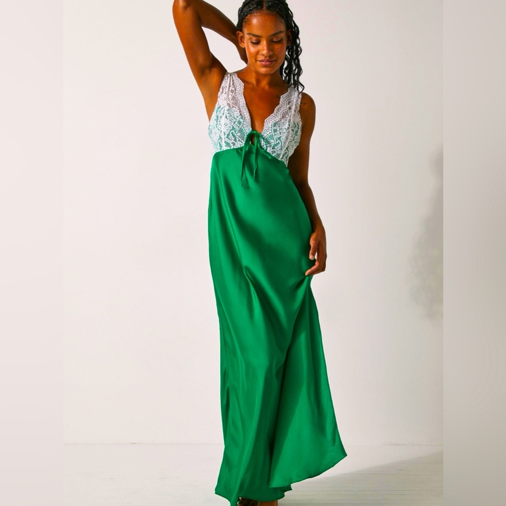 🍏 LIKE NEW • Free People Intimately Countryside Maxi Slip W/ Lace Bodice Sz XS